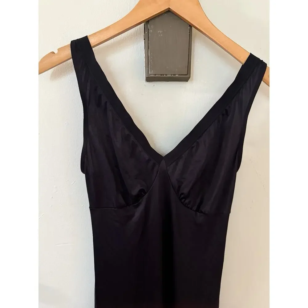 Vanity Fair Black Silky Nylon Slip Dress Nightgown Women’s 36 90s Vintage